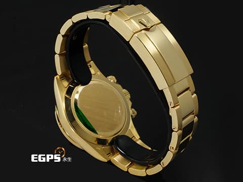 ROLEX 勞力士 Daytona 迪通拿 116578SACO 18K黃金材質 停產款 白色珍珠貝母面盤 原廠鑲嵌橘色寶石錶圈 鑽石時標 2019年保卡 自動上鍊 40mm