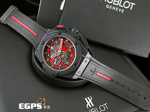 HUBLOT 宇舶錶 King Power Red Devil Manchester United 王者至尊 716.CI.1129.RX 英超 紅魔鬼 曼聯隊 計時碼表 黑陶瓷材質 鏤空面盤 限量500只 台灣公司貨 自動上鍊 大尺寸 46mm