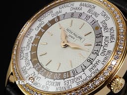 Patek philippe 百達翡麗 PP錶 Complications 複雜功能時計 World Time 世界時區 7130R-013 18K玫瑰金材質 <font color="#70cce1">原廠鑲嵌89顆鑽石(1.09 克拉)錶圈、錶扣 </font><font color="#f9f3cd">銀白色手工雕紋面盤</font> <font color="#FF0000">2022年保單 錶友蒐藏未使用品 新錶訂價:2,038,000元</font> 自動上鍊 36mm