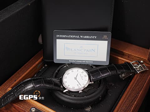 BLANCPAIN 寶珀 Villeret 系列 Ultraplate 超薄腕錶 6651 1127 55B 經典 大三針 不鏽鋼材質 100小時動能儲存 2024年保單 自動上鍊 40mm