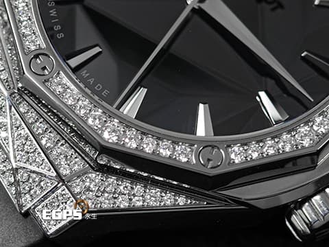 HUBLOT 宇舶 Classic Fusion 經典融合 ORLINSKI 聯名款 550.NS.1800.RX.1604.ORL19 原廠鑲鑽 黑色切面立體錶盤 鈦金屬+不鏽鋼材質 2025年保單 自動上鍊 多面切割錶盤和錶殼 雕塑出藝術家Richard Orlinski最具代表性的美學符號 40mm