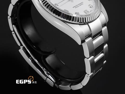 ROLEX 勞力士 DATAJUST CA 115234 不鏽鋼材質 18K白金材質太陽坑紋錶圈 原廠鑲嵌鑽石時標 2017年保卡 自動上鍊 34mm