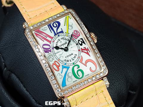 Franck Muller 法蘭穆勒 Color Dreams 952 QZ COL 18K玫瑰金材質 銀白色放射狀雕紋面盤 原廠鑲嵌鑽石錶圈 彩色藝術數字時標 石英機芯 26x44mm