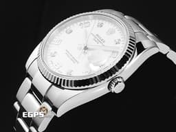 ROLEX 勞力士 DATAJUST CA 115234 不鏽鋼材質 <font color="#05f0f0">18K白金材質太陽坑紋錶圈 原廠鑲嵌鑽石時標 </font><font color="#ff0000">2017年保卡</font> 自動上鍊 34mm