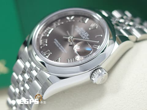 ROLEX 勞力士 Lady-Datejust 28 蠔式日誌型 279160 深灰色面盤 搭配羅馬數字時標 經典 DJ28 不鏽鋼 2025年保卡 紀念型(Jubilee)五銖錶帶 自動上鍊 28mm