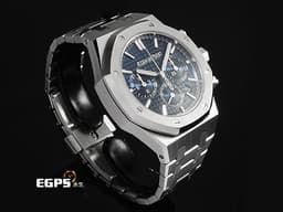 Audemars Piguet AP錶 愛彼錶 Royal Oak 皇家橡樹 26715ST.OO.1356ST.01 不鏽鋼材質 <font color="#0582f5">雲夜藍50色調「Grande Tapisserie」大型格紋錶面 </font><font color="#ff0000">2022年保卡</font> 計時碼錶 自動上鍊 38mm