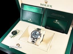ROLEX 勞力士 Daytona 迪通拿 126506 950鉑金材質 <font color="#cae0ef">原廠鑲鑽冰藍色錶面</font> <font color="#842B00">栗棕色計時圈 陶瓷錶圈</font> <font color="#ff0000"> 新款透背 冰藍鑽面 2026年保卡 </font> 自動上鍊 計時碼錶 40mm