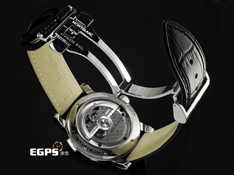 MONTBLANC 萬寶龍 Nicolas Rieussec Chronograph 7138 明星傳承系列 106595 尼可拉斯 三日鍊 單按把 計時碼表 兩地時間 灰色偏心面盤 不鏽鋼材質 自動上鍊 43mm