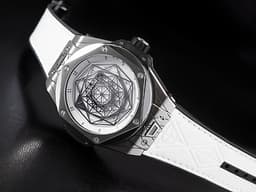 HUBLOT 宇舶 Big Bang Unico Sang Bleu 大爆炸 5級鈦金屬材質 415.NX.2027.VR.MXM18 <font color="#FF0000">刺青藝術家 Maxime Büchi聯名款 幾何圖形指針 全球限量200只</font> 自動上鍊 45mm