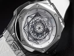 HUBLOT 宇舶 Big Bang Unico Sang Bleu 大爆炸 5級鈦金屬材質 415.NX.2027.VR.MXM18 <font color="#FF0000">刺青藝術家 Maxime Büchi聯名款 幾何圖形指針 全球限量200只</font> 自動上鍊 45mm