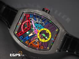Franck Muller 法蘭穆勒 FM錶 Vanguard Skeleton V41 <font color="#919191">鍛造炭材質錶殼</font> V41 S6 SQT COL DRM 七日鍊 <font color="#ff0000">Co</font><font color="#ed8835">lo</font><font color="#f2db45">ur</font> <font color="#0e8b1c">Dr</font><font color="#2a59b7">ea</font><font color="#69bae2">ms</font><font color="#a42397">鏤空面盤</font> 小秒針 酒桶型<font color="#FF0000"> 2025年保單 </font>手動上鍊 41mm