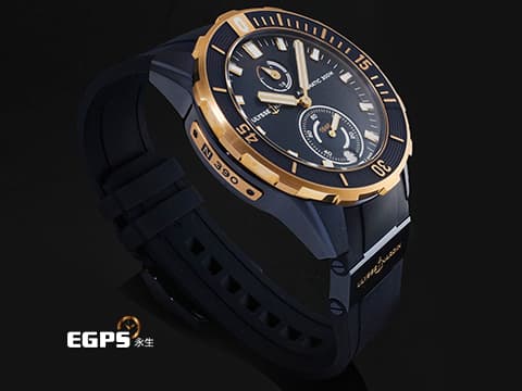 Ulysse Nardin 雅典 Diver 1185-170/BLUE 18K玫瑰金&藍色PVD鈦金屬材質 深藍色磨砂面盤 淺水錶 2025年保卡 自動上鍊 44mm