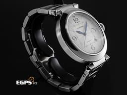 CARTIER 卡地亞 PASHA DE CARTIER 帕夏 WSPA0009 大型款 不鏽鋼材質 <font color="#05f0f0">「SmartLink」快拆式錶帶 極具辨識度的鑲嵌藍色尖晶石錶冠鎖設計</font><font color="#FF0000"> 2023年保卡</font> 自動上鏈 41mm