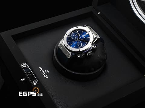 HUBLOT 宇舶 Classic Fusion 521.NX.7170.LR 經典融合 鈦金屬 藍色面盤 日期顯示 2025年電子保單 計時碼表 自動上鍊 45mm