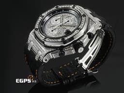 Audemars Piuget 愛彼 AP錶 Royal Oak Offshore 25940 皇家橡樹離岸型 不鏽鋼材質 <font color="#05f0f0">精鑲鑽石滿天星面盤、鑲鑽錶圈、鑲鑽錶殼</font> 自動上鍊 計時碼表 42mm