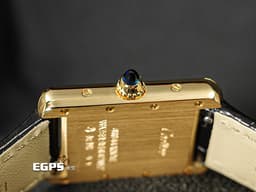 CARTIER 卡地亞 Tank Louis 坦克 WGTA0342 小型款 <font color="#225fd8">鑲嵌藍色寶石錶冠 藍鋼指針</font><font color="#6da6d2"> </font>18K黃金材質<font color="#6da6d2"> </font><font color="#ff0000">2026年保單</font> 石英腕錶 29.5 x 22mm