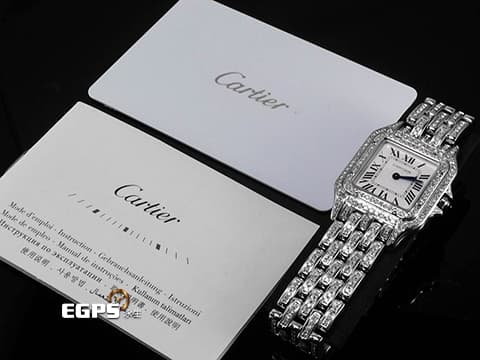 CARTIER 卡地亞 Santos de Cartier 山度士 WSPN0006 小型 不鏽鋼材質 精鑲錶殼、錶圈、錶帶 2023年保卡 石英機芯 27x37mm