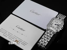 CARTIER 卡地亞 Santos de Cartier 山度士 WSPN0006 小型 不鏽鋼材質 <font color="#05f0f0">精鑲錶殼、錶圈、錶帶</font> <font color="#ff0000">2023年保卡</font> 石英機芯 27x37mm