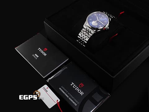 TUDOR 帝舵 1926系列 91560-0002 不鏽鋼材質 藍太陽放射紋錶面 月相顯示功能 2025年保卡 7鏈節錶帶 自動上鍊 39mm