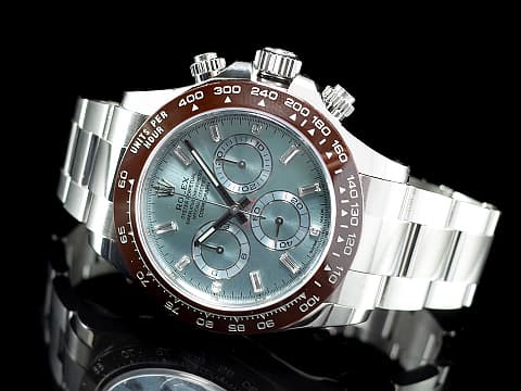 ROLEX 勞力士 DAYTONA 116506A 宇宙計時型 迪通拿 鉑金 PT950 計時碼表 長方形鑽石時標 栗啡色陶瓷圈 Ice Blue 冰藍面盤 木村拓哉 停產款 2019年保卡 自動上鍊 40mm