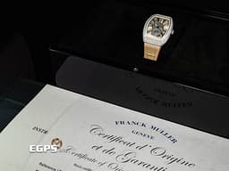 Franck Muller 法蘭穆勒 FM Vanguard Lady Slim Vintage V35 S <font color="#f7e0c5">奶茶色面盤 原廠鑲嵌308顆頂級天然美鑽(約4.44克拉)</font>小秒針 不鏽鋼材質 <font color="#ff0000">2025年保單</font> 自動上鍊 35x46.3mm