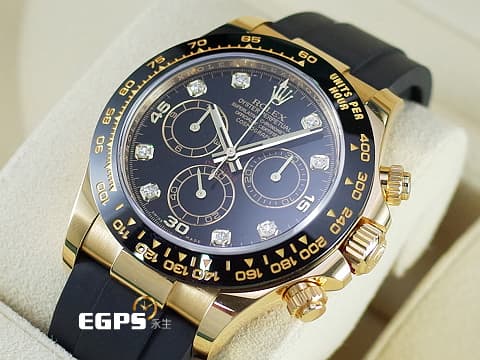 ROLEX 勞力士 Cosmograph Daytona 迪通拿 116518LN 18K黃金材質 宇宙計時型 計時碼表 原廠鑲嵌鑽石時標 2019年保卡 自動上鍊 40mm