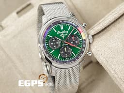 BREITLING 百年靈 Top Time B01系列 Ford Mustang腕錶 <font color="#007500">福特 野馬跑車 綠色面盤</font> AB01762 計時碼表 不鏽鋼 <font color="#FF0000">自製B01機芯 2025年保單</font> 自動上鍊 41mm
