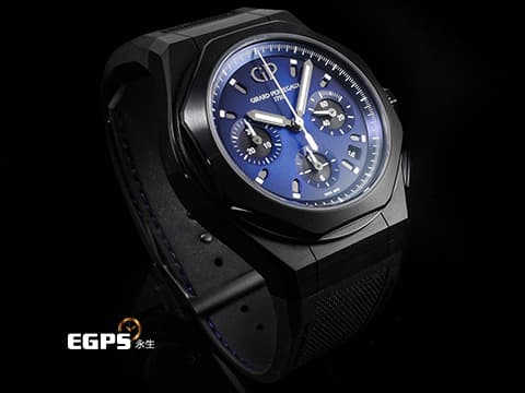 Girard Perregaux 芝柏 GP Laureato Absolute Chronograph 計時碼錶 桂冠系列 81060-21-491-FH6A 黑色PVD鍍層鈦金屬錶殼 藍色太陽紋面盤 2022年保卡 自動上鍊 44mm