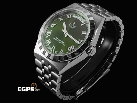 TUDOR 帝舵 Royal 皇家系列 2840D1A0-0003 最新 太陽放射紋綠色面盤 坑紋外圈 不鏽鋼材質 星期、日期顯示窗 2026年新式保卡 自動上鍊 34mm