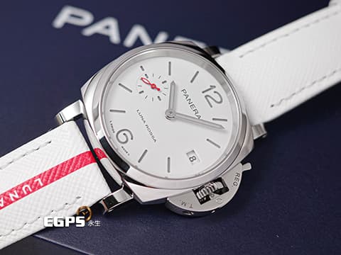PANERAI 沛納海 Luminor Due Luna Rossa 3 Days PAM01378 三日鍊 小秒針 白色經典三明治夜光面盤 PAM01378 不鏽鋼 2025年保單 最新快拆錶帶 自動上鍊 38mm