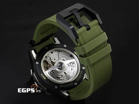 Ulysse Nardin 雅典 Diver NET 1183-170-8A 不鏽鋼材質 碳纖維材質錶圈 卡其色紋路面盤 淺水錶 動力儲存顯示 2025年保卡 自動上鍊 44mm