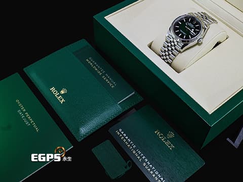 ROLEX 勞力士 DateJust 36 蠔式日誌型 126234 最新款 漸層煙燻綠色面盤 DJ36 經典三角坑紋錶圈 2026年木紋保卡 紀念型(Jubilee)五銖錶帶 自動上鍊 36mm