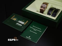 ROLEX 勞力士 Cellini Prince 徹里尼 王子系列 5442/5 18K玫瑰金材質 <font color="#ff00ff">放射雕紋面盤 透明錶背</font> 手上鍊 45x29mm