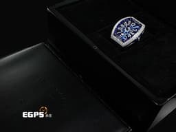 Franck Muller 法蘭穆勒 FM Vanguard YACHT V41 SC DT 不鏽鋼材質 <font color="#05f0f0">精鑲鑽石錶殼、錶扣</font> <font color="#0582f5">藍色面盤</font> 自動上鏈 40.8X50mm