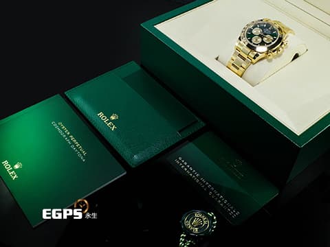 ROLEX 勞力士 Cosmograph Daytona 宇宙計時型 迪通拿 126508 新款 綠金迪 18K黃金材質 綠色面盤搭配金色計時錶盤 計時碼表 2026年保卡 賽車錶 自動上鍊 40mm