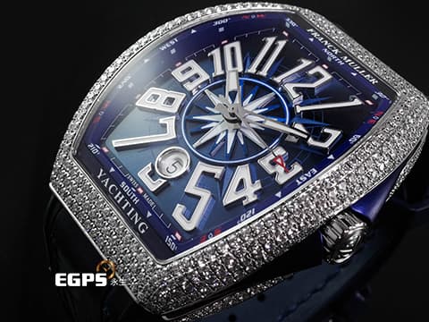 Franck Muller 法蘭穆勒 FM Vanguard YACHT V41 SC DT 不鏽鋼材質 精鑲鑽石錶殼、錶扣 藍色面盤 自動上鏈 40.8X50mm