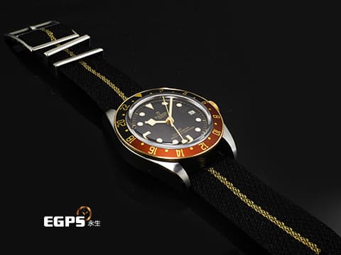 TUDOR 帝舵 Black Bay GMT S&G 碧灣 GMT 兩地時間 79833MN 18K黃金材質 半金款 復古 雪花針 沙士圈 帆布錶帶款 2025年保卡 潛水錶 自動上鍊 41mm