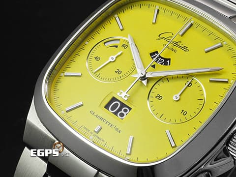 GLASHUTTE ORIGINAL 格拉蘇蒂 復古系列 70年代 Seventies Chronograph 1-37-02-17-02-70 黃色面盤 限量100支 2021年保單 自動上鍊 40mm