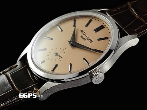 Patek Philippe 百達翡麗 PP Calatrava系列 6196P-001 PT950 鉑金材質 瑩潤玫瑰金色錶盤 鮭魚色 2026年保單 手動上鍊 38mm