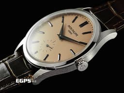 Patek Philippe 百達翡麗 PP Calatrava系列 6196P-001 PT950 鉑金材質 <font color="#ff9924">瑩潤玫瑰金色錶盤 鮭魚色</font> <font color="#ff0000">2026年保單</font> 手動上鍊 38mm