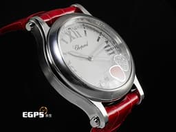 Chopard 蕭邦 Happy Sport HAPPY BUTTERFLY 快樂鑽 278582-3005 <font color="#cadff0">銀白色面盤 原廠三顆圓形跑鑽、愛心型鑲嵌鑽石跑鑽</font> <font color="#FF0000">2026年保單</font> 石英機芯 36mm
