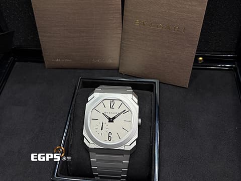 BVLGARI 寶格麗 Bulgari Octo Finissimo 系列 102713 八角形多稜角設計外框 PT950 鉑金微型自動盤 小秒針 超薄 鈦金屬 2023年台灣公司貨 自動上鍊 40mm