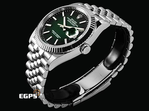 ROLEX 勞力士 DateJust 36 蠔式日誌型 126234 最新款 漸層煙燻綠色面盤 DJ36 經典三角坑紋錶圈 2026年木紋保卡 紀念型(Jubilee)五銖錶帶 自動上鍊 36mm