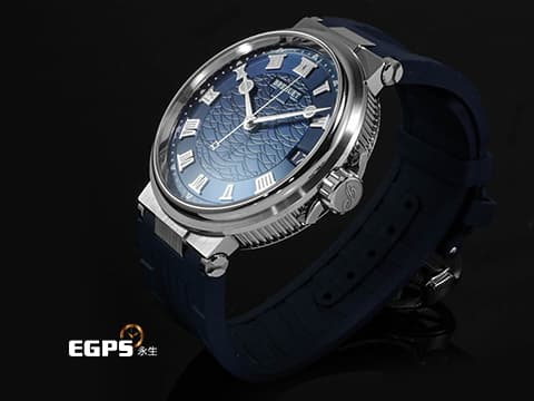 BREGUET 寶璣 Marine 航海系列 航海家 海之王子 5517BB/Y2/9ZU 18K白金材質 寶齊萊藍機刻雕花波浪紋面盤  2019年保單 自動上鍊 40mm
