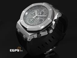 Audemars Piguet AP錶 愛彼錶 Royal Oak Offshore 皇家橡樹離岸型 26470ST.OO.A104CR.01 不鏽鋼材質 <font color="#05f0f0">啞灰色Méga Tapisserie超大型格紋裝飾面盤 羅馬數字時標</font> 自動上鏈 42mm