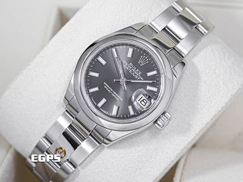 ROLEX 勞力士 Lady-Datejust 28 蠔式日誌型 279160 深灰色面盤 搭配柱狀時標 經典 DJ28 不鏽鋼 台灣公司貨 蠔式(Oyster)三節錶帶 自動上鍊 28mm
