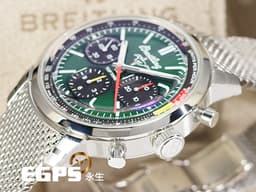 BREITLING 百年靈 Top Time B01系列 Ford Mustang腕錶 <font color="#007500">福特 野馬跑車 綠色面盤</font> AB01762 計時碼表 不鏽鋼 <font color="#FF0000">自製B01機芯 2025年保單</font> 自動上鍊 41mm