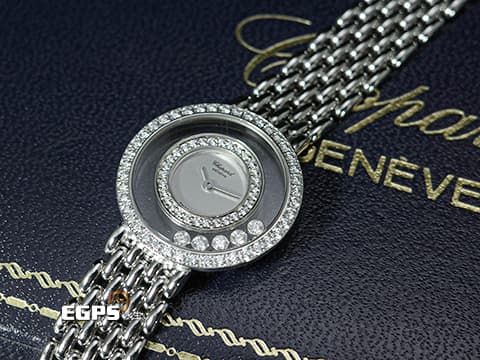 Chopard 蕭邦錶 Happy Dioamonds 快樂鑽 20/5691 原廠雙層鑽圈 五顆跑鑽 18K白金材質 台灣公司貨 石英腕錶 23mm