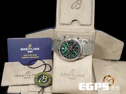 BREITLING 百年靈 Top Time B01系列 Ford Mustang腕錶 <font color="#007500">福特 野馬跑車 綠色面盤</font> AB01762 計時碼表 不鏽鋼 <font color="#FF0000">自製B01機芯 2025年保單</font> 自動上鍊 41mm