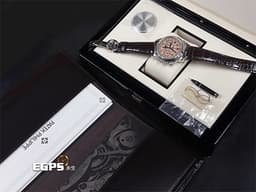 Patek philippe 百達翡麗 PP 5270P-001 鉑金材質 5270P Platium 萬年曆 月相顯示 計時功能 超複雜功能時計系列 <font color="#fbbc65"> 消失在百達翡麗官網 停產絕跡的誘人鮭魚 <font style=""> 傳奇經典鮭魚色面盤</font></font><font color="#ff0000"> 2021年保單 </font>手上鍊 41mm